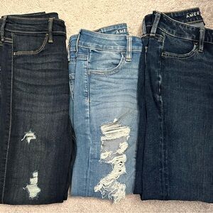 2 American Eagle Outfitters and 1 Hollister Skinny Jeans